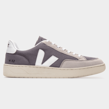 TÊNIS VERT V-12 COURO EXTRA CINZA E BRANCO