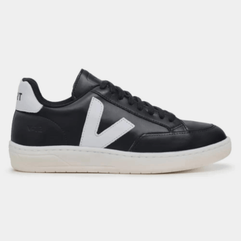 TÊNIS VERT V-12 COURO EXTRA PRETO BRANCO