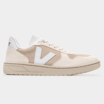 TÊNIS VERT V-10 COURO EXTRA BRANCO E BEGE